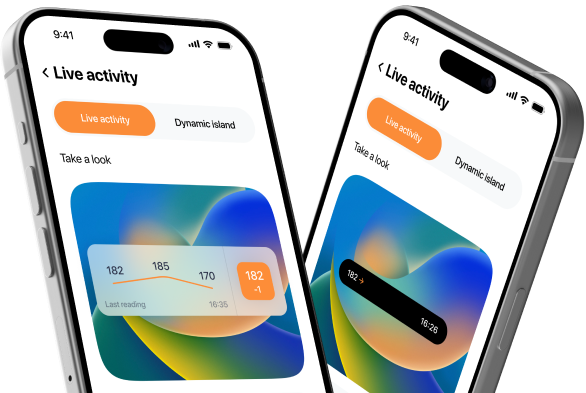 Sugar Sense glucose display on iPhone
