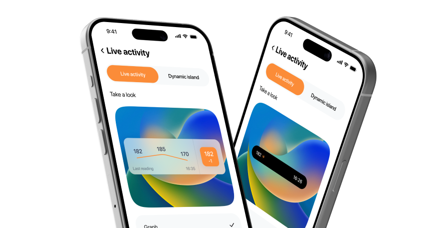 Sugar Sense glucose display on iPhone