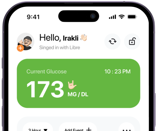 Sugar Sense glucose app on iPhone